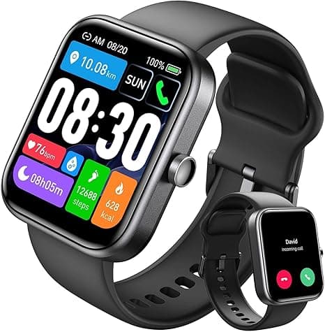 TOZO 2024 New Upgraded Smart Watch for Men Women for iPhone ＆ Android, 1.83" Fitness Tracker Bluetooth Call [Answer/Make], IP68 Waterproof with Heart Rate/SpO2/Sleep Monitor, 100+ Sport Modes